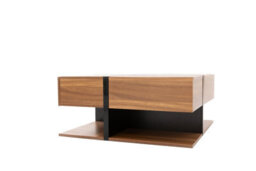 Matteo Modern Square Coffee Table With 4 Drawers And Storage Shelf - Black & Natural - thumbnail 8