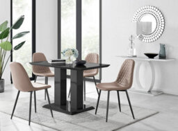 Furniturebox Imperia 4 Modern Black High Gloss Dining Table And 4 Cappuccino Corona Black Leg Chairs - thumbnail 1