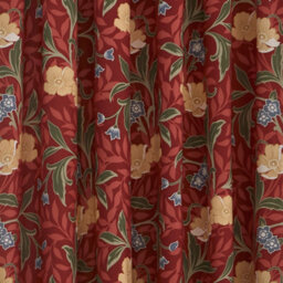 Dreams & Drapes Sandringham 100% Cotton Pair Of Red Pencil Pleat Curtains With Tie-Backs - thumbnail 4