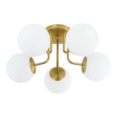 Living And Home Gold 5-Light Semi-Flush Mount Ceiling Light With Glass Shade - image 1