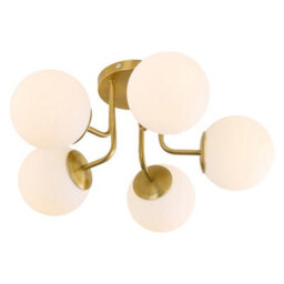 Living And Home Gold 5-Light Semi-Flush Mount Ceiling Light With Glass Shade - thumbnail 2