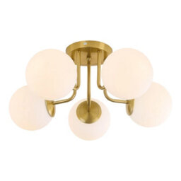 Living And Home Gold 5-Light Semi-Flush Mount Ceiling Light With Glass Shade - thumbnail 3