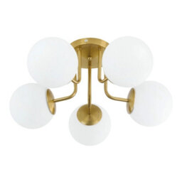Living And Home Gold 5-Light Semi-Flush Mount Ceiling Light With Glass Shade - thumbnail 1