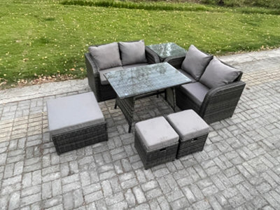 Fimous Outdoor Garden Furniture Sets 7 Pieces Rattan Furniture Wicker Sofa Patio Conversation Set With 2 Big Footstool Side Table - image 1