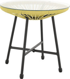 Evre Goa 2 Seater Yellow Acapulco Styled Egg Shape Garden Furniture Bistro Set Patio Outdoor Balcony 2 Chairs 1 Glass Top Table - thumbnail 5