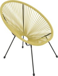 Evre Goa 2 Seater Yellow Acapulco Styled Egg Shape Garden Furniture Bistro Set Patio Outdoor Balcony 2 Chairs 1 Glass Top Table - thumbnail 3