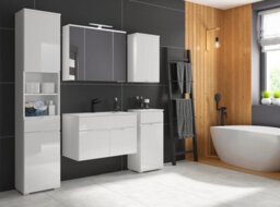 Impact Furniture Tall Bathroom Cabinet Freestanding Storage Drawer Unit Floor Standing Tallboy White Gloss Spice - thumbnail 9