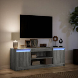 Berkfield Sturdy Tv Cabinet With Led Grey Sonoma 139.5X34X50 Cm Engineered Wood - thumbnail 5