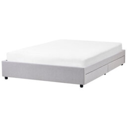 Beliani Bed With Storage Drawers Without Headboard Fabric Prades 160 X 200 Cm (Eu King Size) Light Grey - thumbnail 4