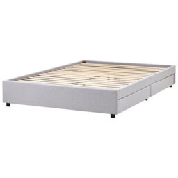 Beliani Bed With Storage Drawers Without Headboard Fabric Prades 160 X 200 Cm (Eu King Size) Light Grey - thumbnail 5