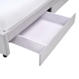 Beliani Bed With Storage Drawers Without Headboard Fabric Prades 160 X 200 Cm (Eu King Size) Light Grey - thumbnail 7