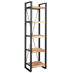 Wyld Haus Toivakka Industrial Reclaimed Wood & Metal Narrow Bookcase 5 Shelves - thumbnail 2