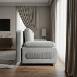 Emma M Corduroy Sofa Bed With Sleeping Function Mdf Frame Hr Foam Storage Compartment 200 X 92 X 77 Cm Light Grey - thumbnail 3