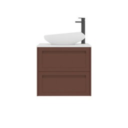Royal Bathrooms Royal Bathroom Elmore 600mm Terracotta Clay Wall Mounted Bathroom Vanity Unit 2 Drawer Plain White Worktop With Nova Basin - thumbnail 7