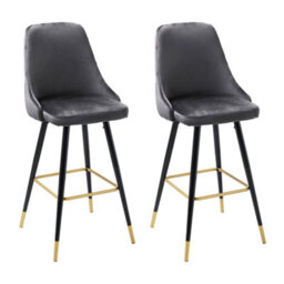 Living And Home Bar Stools Set Of 2 Modern Upholstered Velvet High Bar Stools - thumbnail 4