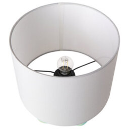 Beliani Lys Green Ceramic Drum Table Lamp With Half-Round Base, Minimalist Side Table Light, - thumbnail 3