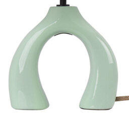 Beliani Lys Green Ceramic Drum Table Lamp With Half-Round Base, Minimalist Side Table Light, - thumbnail 5