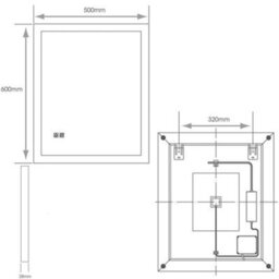 500 X 600mm Ip44 Led Bathroom Mirror With Demister And Tunable White Light - thumbnail 3