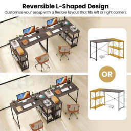 Computer Desk With Power Outlet L-Shaped Desk Home Office - thumbnail 3