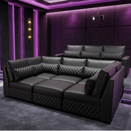 Valencia Pisa Top Grain Nappa 11000 Leather Lounge Sectional Loveseat Sofa With 2 Ottomans Black Removable Cushions - thumbnail 6