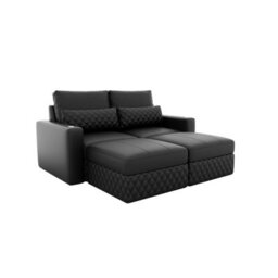 Valencia Pisa Top Grain Nappa 11000 Leather Lounge Sectional Loveseat Sofa With 2 Ottomans Black Removable Cushions