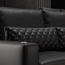 Valencia Pisa Top Grain Nappa 11000 Leather Lounge Sectional Loveseat Sofa With 2 Ottomans Black Removable Cushions - thumbnail 8