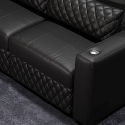 Valencia Pisa Top Grain Nappa 11000 Leather Lounge Sectional Loveseat Sofa With 2 Ottomans Black Removable Cushions - thumbnail 9