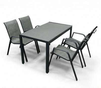 Alivio 5-Piece Metal Outdoor Patio Dining Set With Table & 4 Chairs, Garden Furniture For Balconies & Terraces (Grey) - image 1