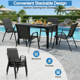 Alivio 5-Piece Metal Outdoor Patio Dining Set With Table & 4 Chairs, Garden Furniture For Balconies & Terraces (Grey) - thumbnail 7