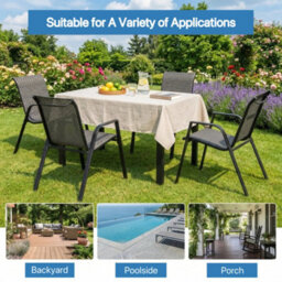 Alivio 5-Piece Metal Outdoor Patio Dining Set With Table & 4 Chairs, Garden Furniture For Balconies & Terraces (Grey) - thumbnail 5