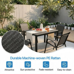 Alivio 5-Piece Metal Outdoor Patio Dining Set With Table & 4 Chairs, Garden Furniture For Balconies & Terraces (Grey) - thumbnail 8