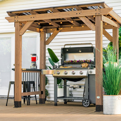 Backyard Discovery Saxony Cedar Wood Outdoor Bbq/grill Gazebo With Powerport 2.6M X 1.6M (9Ft X 5Ft) - image 1