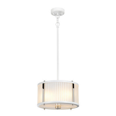 Elegant 2 Bulb White Satin Pendant Light With Polished Nickel Finish - image 1