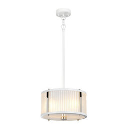 Elegant 2 Bulb White Satin Pendant Light With Polished Nickel Finish - thumbnail 1