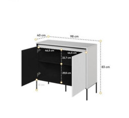 Arte Modern Trend Large Sideboard Cabinet (H1660mm W830mm D400mm) - White Matt With Black Legs - thumbnail 3