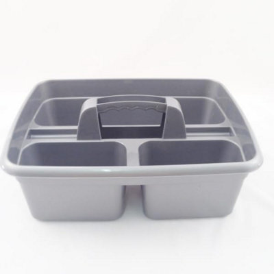 "Superpetstoreuk247 12"" X 15"" Polypropylene 3 Compartment Storage Caddy Tray With Handle Silver Pack Of 1"