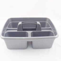 "Superpetstoreuk247 12"" X 15"" Polypropylene 3 Compartment Storage Caddy Tray With Handle Silver Pack Of 1"