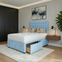 DS Living Casia Sky Blue Drawer Bed - Divan Bed Frame - thumbnail 2