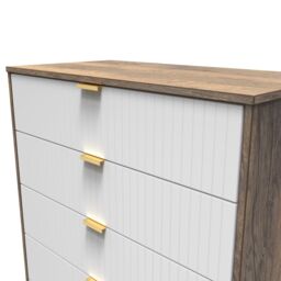 Moderna Ready Assembled Matt White Dark Oak Effect 5 Drawer Wide Chest (H)1075mm (W)765mm (D)415mm - thumbnail 5