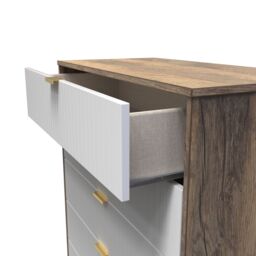 Moderna Ready Assembled Matt White Dark Oak Effect 5 Drawer Wide Chest (H)1075mm (W)765mm (D)415mm - thumbnail 6