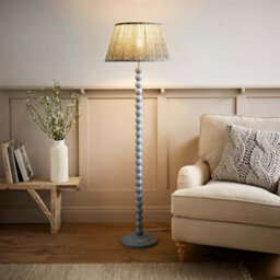Valuelights Bobbins Pastel Blue Floor Lamp With Floral Pleated Shade And Bulb - thumbnail 2