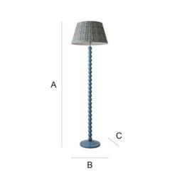 Valuelights Bobbins Pastel Blue Floor Lamp With Floral Pleated Shade And Bulb - thumbnail 9