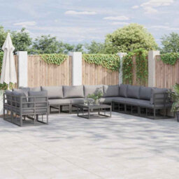 Walplus Garden Sofa Set With Cushion Black Aluminium