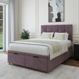 Bedmaster Mauve Luxury Velvet Ottoman Divan Base And Square Headboard Double - thumbnail 2