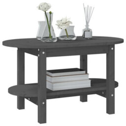 Berkfield Coffee Table Grey 80X45X45 Cm Solid Wood Pine - thumbnail 4