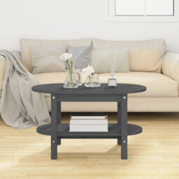 Berkfield Coffee Table Grey 80X45X45 Cm Solid Wood Pine - thumbnail 3