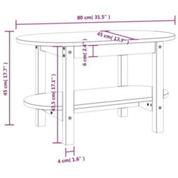 Berkfield Coffee Table Grey 80X45X45 Cm Solid Wood Pine - thumbnail 8