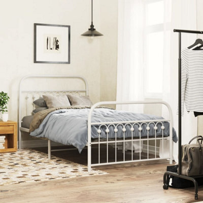 Berkfield Metal Bed Frame Without Mattress With Footboard White 100X190Cm - image 1