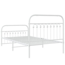 Berkfield Metal Bed Frame Without Mattress With Footboard White 100X190Cm - thumbnail 6