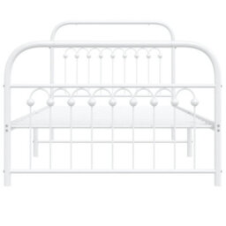 Berkfield Metal Bed Frame Without Mattress With Footboard White 100X190Cm - thumbnail 4